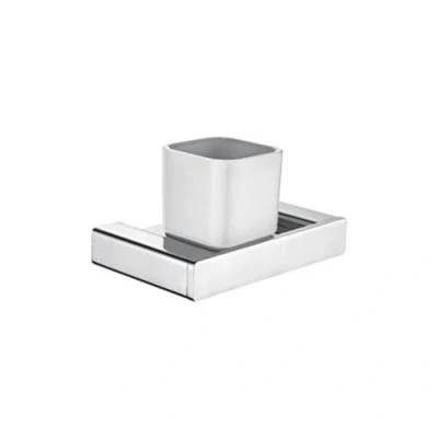 Immagine di Ibergrif M37106 Plinto, Porta Tumbler Quadrato, Spazzolino da Bagno, Argento, Ottone