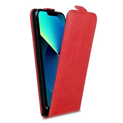 Immagine di Cadorabo Custodia compatibile con Apple iPhone 13 in ROSSO CHILI Protezione Stile Flip di Similpelle Fine Case Cover Wallet Book Etui