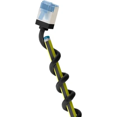 Immagine di goobay 74324 Cavo patch CAT 6A, slim/ultra flessibile, RJ45, U/FTP CU/sottile Ethernet con connettori corti, 10 Gbps, LSZH, antipiega/nero, 15 m