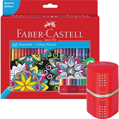 Immagine di Faber Castell, matite colorate Castle, 60 pezzi in scatola di cartone, 1 Spitzer + Stifte