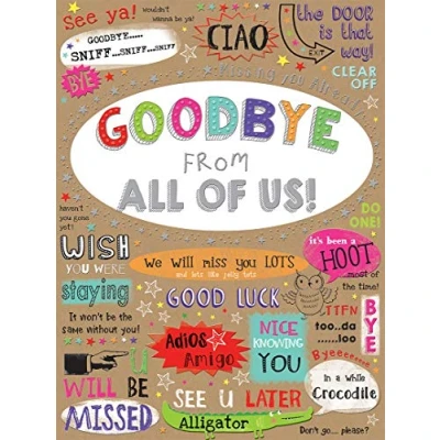 Immagine di Piccadilly Greetings Group Ltd Sloane Graphics Goodbye From All Of Us! Biglietto d&#039;addio da parte nostra, 298 mm x 222 mm, marrone