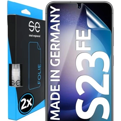 Immagine di smart engineered S.E per Samsung Galaxy S23 FE pellicola protettiva Set di 2 pellicole in Germania, facile da installare, senza polvere e bolle, schermo completo, 100% trasparente HD