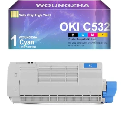 Immagine di Woungzha Compatibile Cartuccia toner C532 C542 MC563 MC573 Sostituzione per Oki Okidata C532dn C542dn MC563dn MC573dn (1 Ciano)