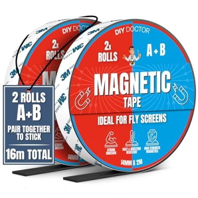 Immagine di DIY Doctor Nastro Magnetico A+B 16m Adesivo Tagliare per Adattare la Striscia Magnetica 8m + Polarità A e B Adesiva Strisce Magnetiche Autoadesive