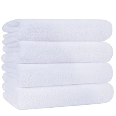 Immagine di Polyte asciugamano bagno premium in microfibra anti pelucchi ad asciugatura rapida bianco 145 x 76 cm set 4 pezzi