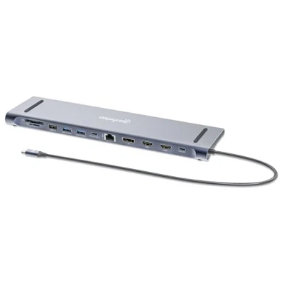 Immagine di Manhattan Docking station 12 in 1 4K, HDMI, 2 DP, 3 USB A