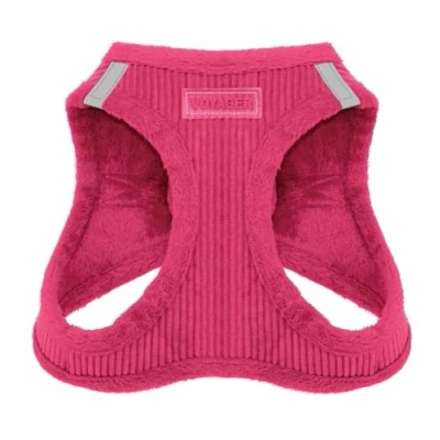 Immagine di Voyager Step In Plush Pettorina per Cani by Best Pet Supplies Imbracatura di Piccola e Media Taglia, Tessuto Felpato, Fuchsia Costine, S Petto 37 40 cm