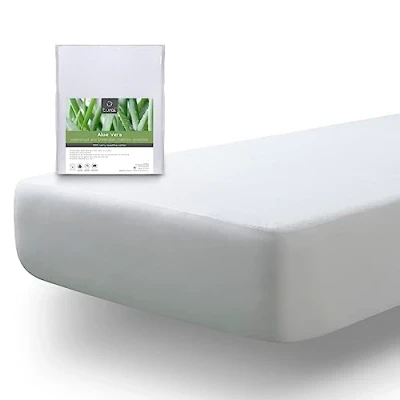 Immagine di tural Coprimaterasso 140x190/200 cm alla Francese Aloe Vera Certificato Oeko Tex Spugna in 100% Cotone Impermeabile e Traspirante Bianco