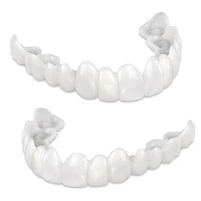 Immagine di 2 paia di impiallacciature istantanee, denti falsi, protesi superiori e inferiori, faccette a scatto, in silicone, dentali, temporanee, alternative