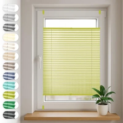 Immagine di SONELLO Tenda plissettata Klemmfix senza foratura, 85cm x 200cm Oliva, tende plissettate per porte e finestre con morsetti pronta l&#039;uso, protezione solare, Parti Il Montaggio Incluse