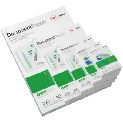 Immagine di GBC Pouch Confezione da 100 Buste per Plastificazione a Caldo, con Finitura Lucida, in Formato A5, Spessore di 2 x 125 Micron, 154 216 mm, 3200749