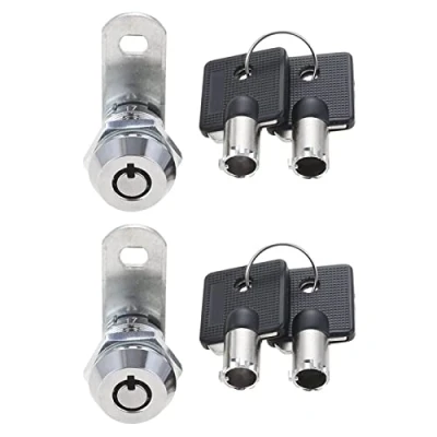 Immagine di Dreld, 2 serrature tubolari a camma, con 4 chiavi, serratura cilindro da 5/8&quot;, per cassetta postale, cassetti, armadi, camper, distributori automatici, bancomat (17 mm, chiave)