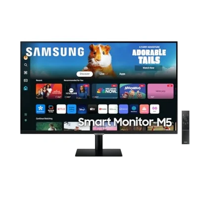 Immagine di Samsung Smart Monitor M5 (S27DM502EU), Flat 27&#039;&#039;, 1920x1080 (Full HD), Hub con app di streaming, Office 365, Gaming Hub, Speaker integrati, Telecomando, WiFi, HDMI, USB