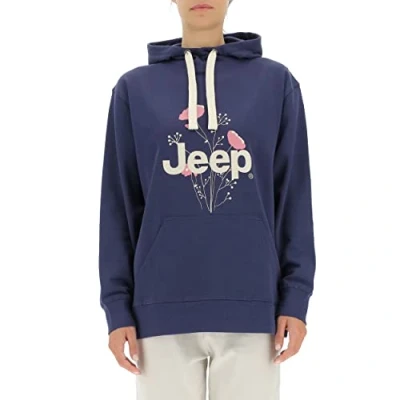 Immagine di JEEP O102606 A184 J Felpa Oversize con Cappuccio Stampa Botanical J22W Donna Deep Blue L