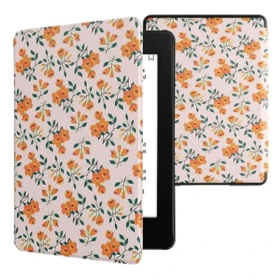 Immagine di kwmobile Cover per Kindle Paperwhite Custodia 6,8 Pollici 11 Generazione 2021 Copertina eReader eBook Reader Case Fiori Gialli