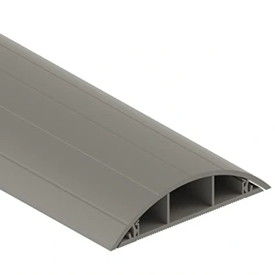 Immagine di Habengut Guida cavo per pavimento, in PVC, grigio, semicircolare un massimo di 3 cavi/larghezza 7,5 cm, lunghezza 1 m