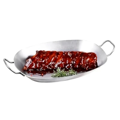 Immagine di chg Set 319 56 Padella di Ferro, Ovale, Argento, 37, 5 X 27, 4, cm