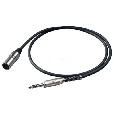 Immagine di Proel BULK230LU1 Cavo audio professionale bilanciato con connessioni Jack Stereo 6.3 mm a Cannon XLR 3P Maschio, Nero