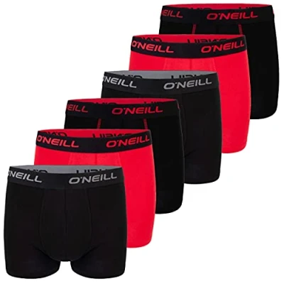 Immagine di O&#039;Neill boxer da uomo, confezione 6 pezzi, tinta unita, sport, basic, biancheria intima, senza apertura sul davanti, in cotone, nero, rosso, blu, M, L, XL, XXL, L