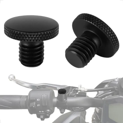 Immagine di Evermotor tappi specchietti M8XP1.25 moto filettatura 1 destri e sinistri M8 Coppia di chiusura per retrovisori in alluminio CNC (2 pezzi) orario+antiorario