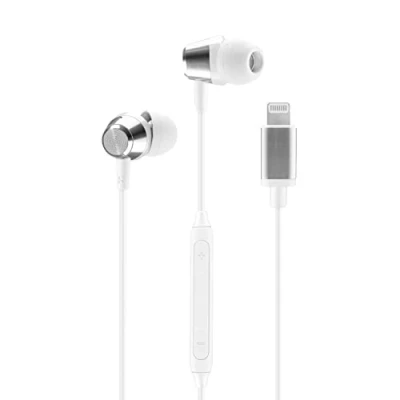 Immagine di Music Sound Auricolari a Filo Ergonomici In Ear, Cuffie con Connettore Lightning MFI Bianco