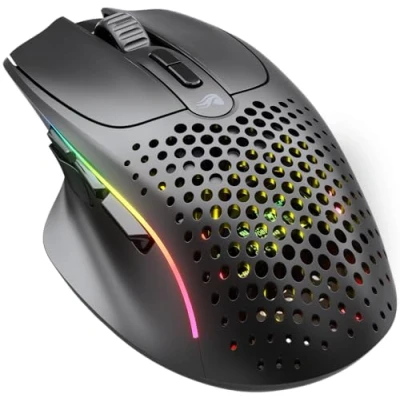 Immagine di Glorious gaming Model I 2 Wireless Mouse da senza fili 2,4 GHz e Bluetooth ibrido, superleg. 75 g, 9 tasti (2 scamb.), RGB, piedini PTFE, MMO/MOBA/sparatutto, supporto lat. pollice Nero