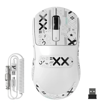 Immagine di ATTACK SHARK X3MAX 49g Mouse SUPERLEGGERO, Sensore PixArt PAW3950, Fino a 420000 DPI, Optical Microswitches da 100M Clic, Gioco Wireless/Cablato BT/2.4G con Cavo Spirale, per PC/Xbox/Mac
