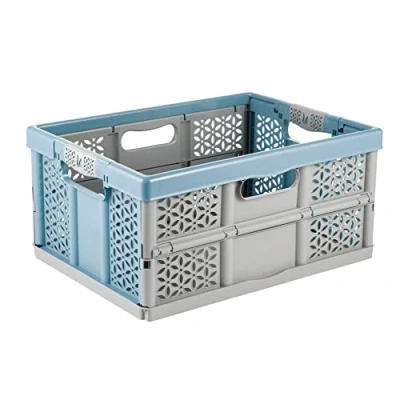 Immagine di keeeper Robusta Cassetta Pieghevole con Impugnature Soft Touch, 48,5 x 35 23,5 cm, 32 L, Lea, Nordic Blue (Blu)