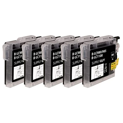 Immagine di Supply Guy 5 cartucce compatibile con Brother LC 985 Nero per DCP J125 J140w J315w J515w MFC J220 J265w J410 Series J415w