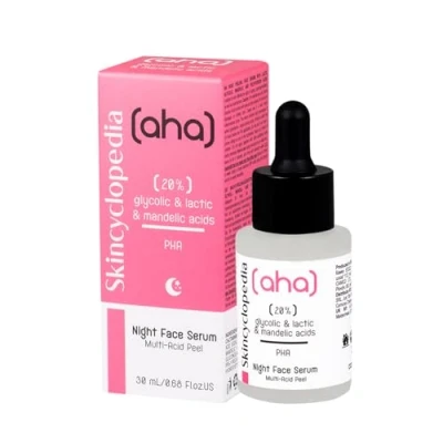 Immagine di Skincyclopedia AHA PHA Siero esfoliante per il viso con 20% acido glicolico, lattico, mandorle e poliidrossiacidi, peeling chimico viso, cura del altamente efficace, 30 ml