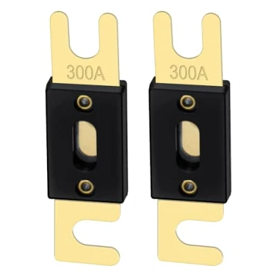 Immagine di Heschen ANL Fuse 300 Amp per sistema audio auto veicoli foglio oro e nero 2 pezzi