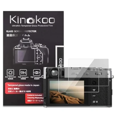 Immagine di kinokoo Pellicola Protettiva Fuji X100VI X100V, 0,25 mm durezza 9H Vetro Temperato Schermo Film Compatibile per X100V Fotocamera Antigraffio/Anti Impronta Digitale (2 Pezzi)
