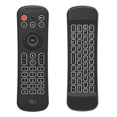 Immagine di Rii Mini MX6+ (Wireless + IR) Telecomando con Mouse giroscopico, Tastiera retroilluminata e Microfono integrati per Smart TV Android, Box, PC Windows Mac