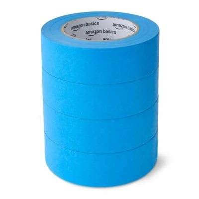 Immagine di Amazon Basics Nastro adesivo per pittura, 3.6 cm x 55 m, confezione da 4 rotoli, Blu