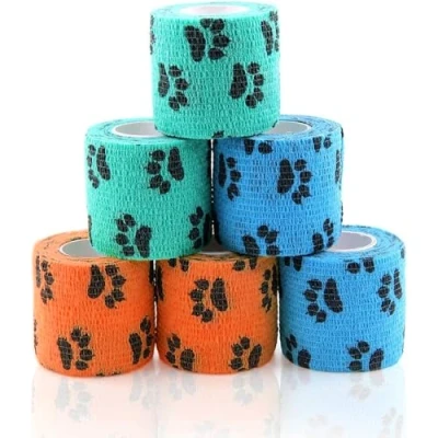 Immagine di Pet Vet Wrap Benda Elastica Autoadesiva per Animali Domestici, 6 Rotoli Bendaggio Coesivo Adesivo Bende non Tessuto Fasciatura Coesive Nastro elastico 5cm x 4.5m