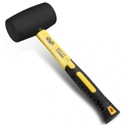 Immagine di CCLIFE Martello di gomma nero 910g in a doppia faccia certificato TÜV e GS, ideale per pavimenti piastrelle