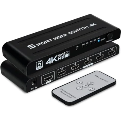 Immagine di TCNEWCL Switch HDMI 5 in 1 out, 5x1 Sdoppiatore 4K Splitter con Telecomando, Supporta 4K, 3D, 1080P, Full HD, HDCP per HDTV/Xbox/PS5/PS4/ PS3/Blu Ray/DVD Player