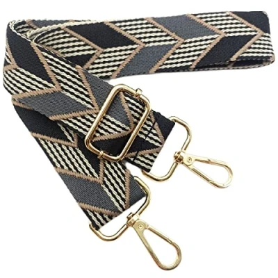 Immagine di Tracolla Colorate per Borse Donna Cinghia della Borsa Larga Nero Grigio, Regolabile con Gold Moschettone, Durevole Crossbody Borsa, Borsetta, DIY Spalla Accessori Ragazze, 201