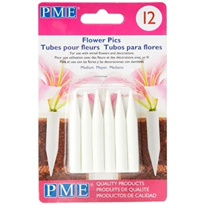 Immagine di PME FP301 Coni Porta Fiori per Cake Design, Bianco, 0.8 x 5.6 cm, 12 unità