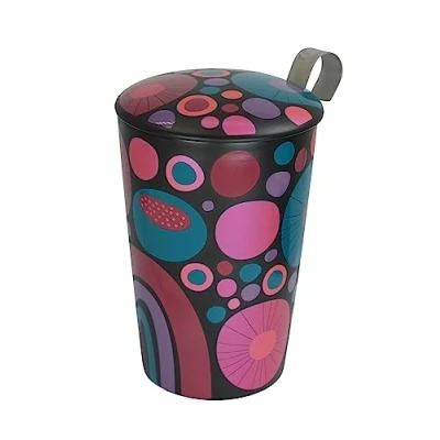 Immagine di Eigenart Teaeve Cheerful 80061 Tazza a doppia parete in porcellana con coperchio e filtro acciaio inox, senza BPA, 350 ml