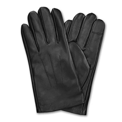 Immagine di Navaris Guanti Capacitivi Touchscreen Uomo in Vera Pelle con Fodera Cashmere Lana Nappa Touch Screen per Smartphone Tablet Nero