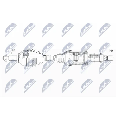 Immagine di NTY NPW FR 127 Albero motore / Semiasse Assale anteriore Sx 986mm Trasmissione automatica