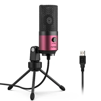 Immagine di FIFINE Microfono USB per PC, Microfoni a Condensatore Professionale da tavolo MAC e Windows Rosso