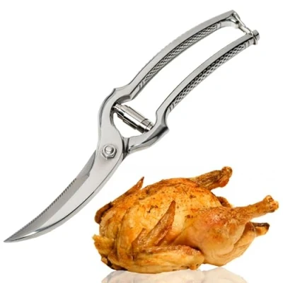 Immagine di Westmark Set per Pollo, 3 Pezzi, 1 Trinciapollo con Meccanismo a Molla, Ago la Carne + Spago da Cucina 60 m, Acciaio Inossidabile/Poliestere, Classic, Argento/Bianco, 137122E6