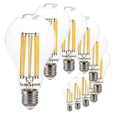Immagine di SUNSEED 10x Lampadina E27 Filamento LED 18W Goccia A75 2700 Lm Luce Calda 2700K
