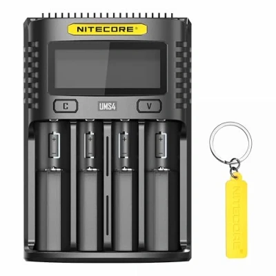 Immagine di NITECORE UMS4 Caricabatterie rapido intelligente QC a 4 slot per Li Ion/IMR/LiFePO4/Ni MH/Ni Cd 14500 16340 18350 18650 20700 21700 AA AAA con tag