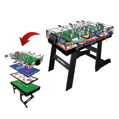 Immagine di Calcio Balilla Pieghevole Tavolo Multigioco Bambini 5 in 1 Balilla, Biliardo, Ping Pong, Hockey e Curling Dimensioni 120x60x83 cm