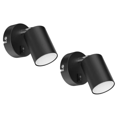 Immagine di ledscom.de 2 spot a parete WAIKA con interruttore nero opaco GU10 Lampada LED bianca 3 livelli di dimmerazione: max. 609lm cad.
