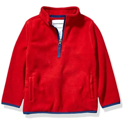 Immagine di Amazon Essentials Giacca Invernale Modello Pullover con Zip Corta in Pile Bambini e Ragazzi, Rosso, 2 Anni