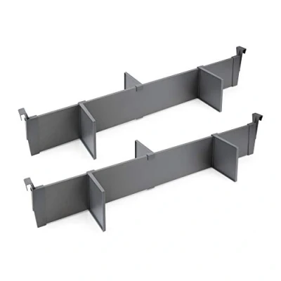 Immagine di Emuca Set Separatori Regolabili per cassetti, Accessori divisori Organizer cassetti 900mm, Alluminio, Grigio Antracite.